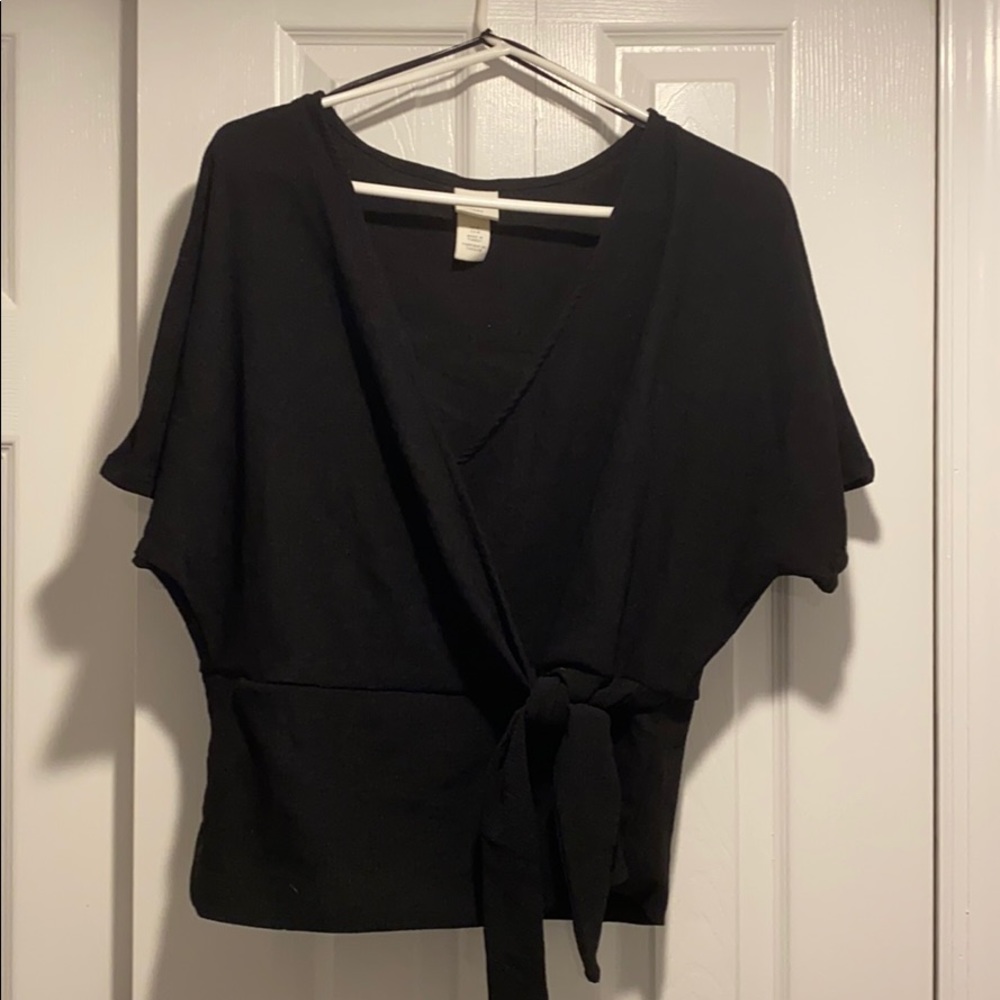 Black cross tie shirt